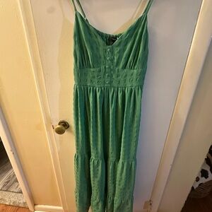 Forever 21 Green Textured Maxi Dress